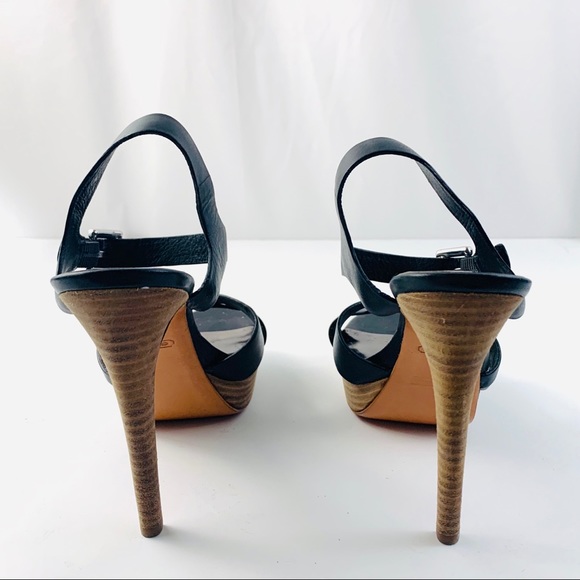 COACH Platform Black Leather Sandals - Picture 5 of 8